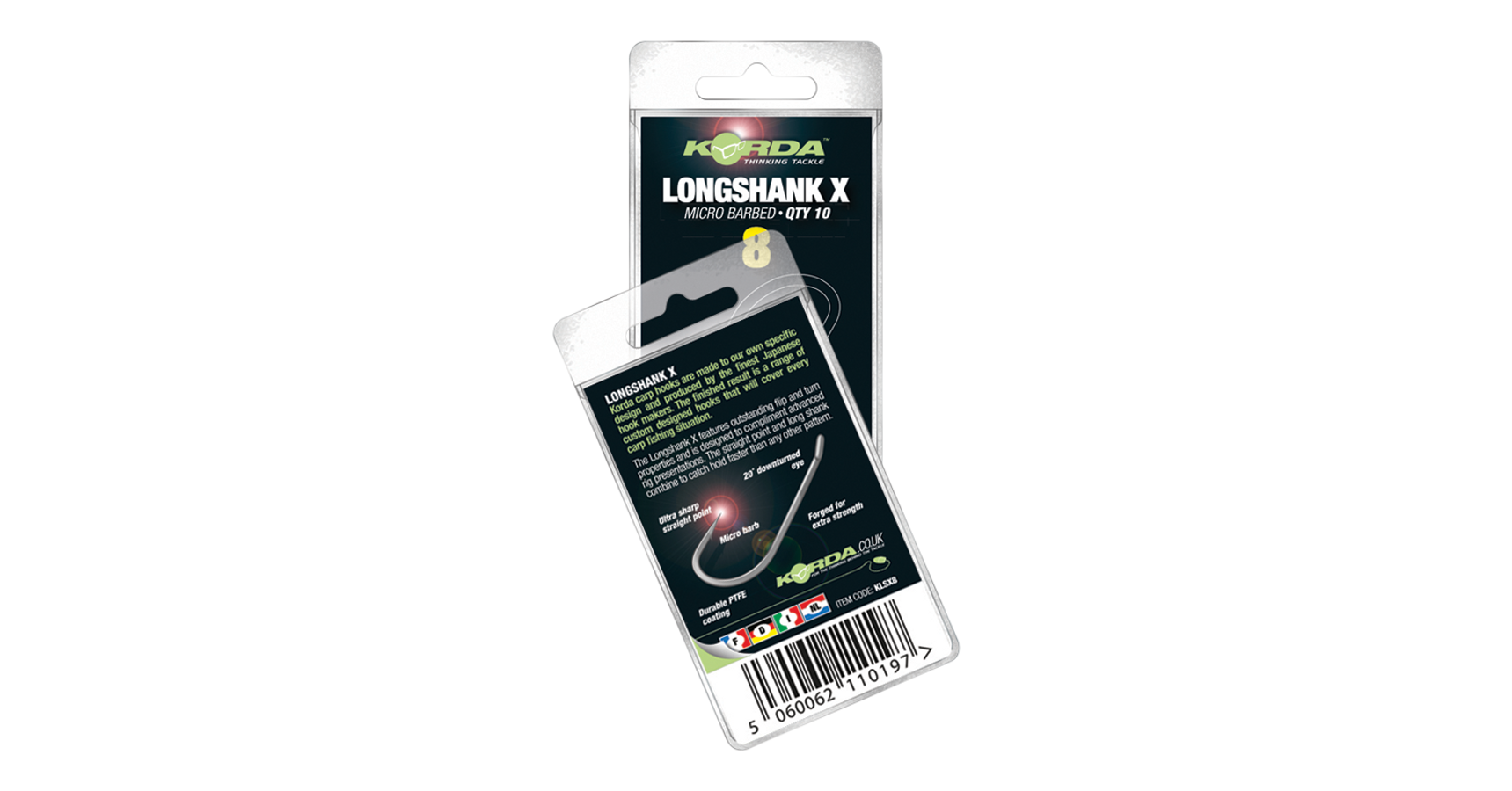 Korda LongShank X Size 2/4/6 mikro szakállas pontyozó horog 246os